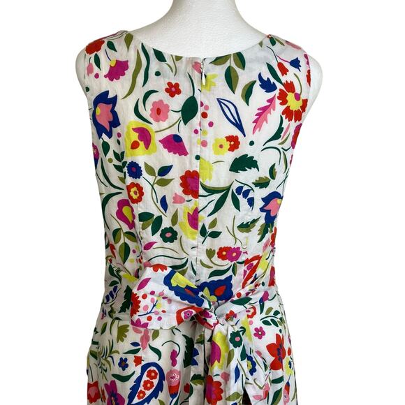 Boden Sz 4 US ‘Jade’ Fit & Flare Dress Linen Blend Folk Pop Boho Floral Print - Picture 11 of 16